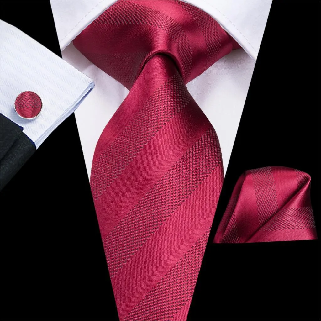 Burgundy Paisley Striped Silk Wedding Ties For Men Necktie