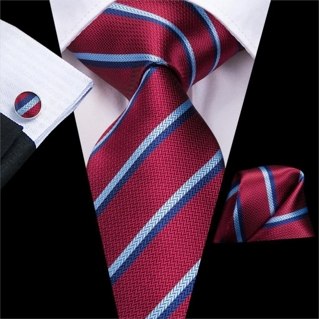 Burgundy Paisley Striped Silk Wedding Ties For Men Necktie