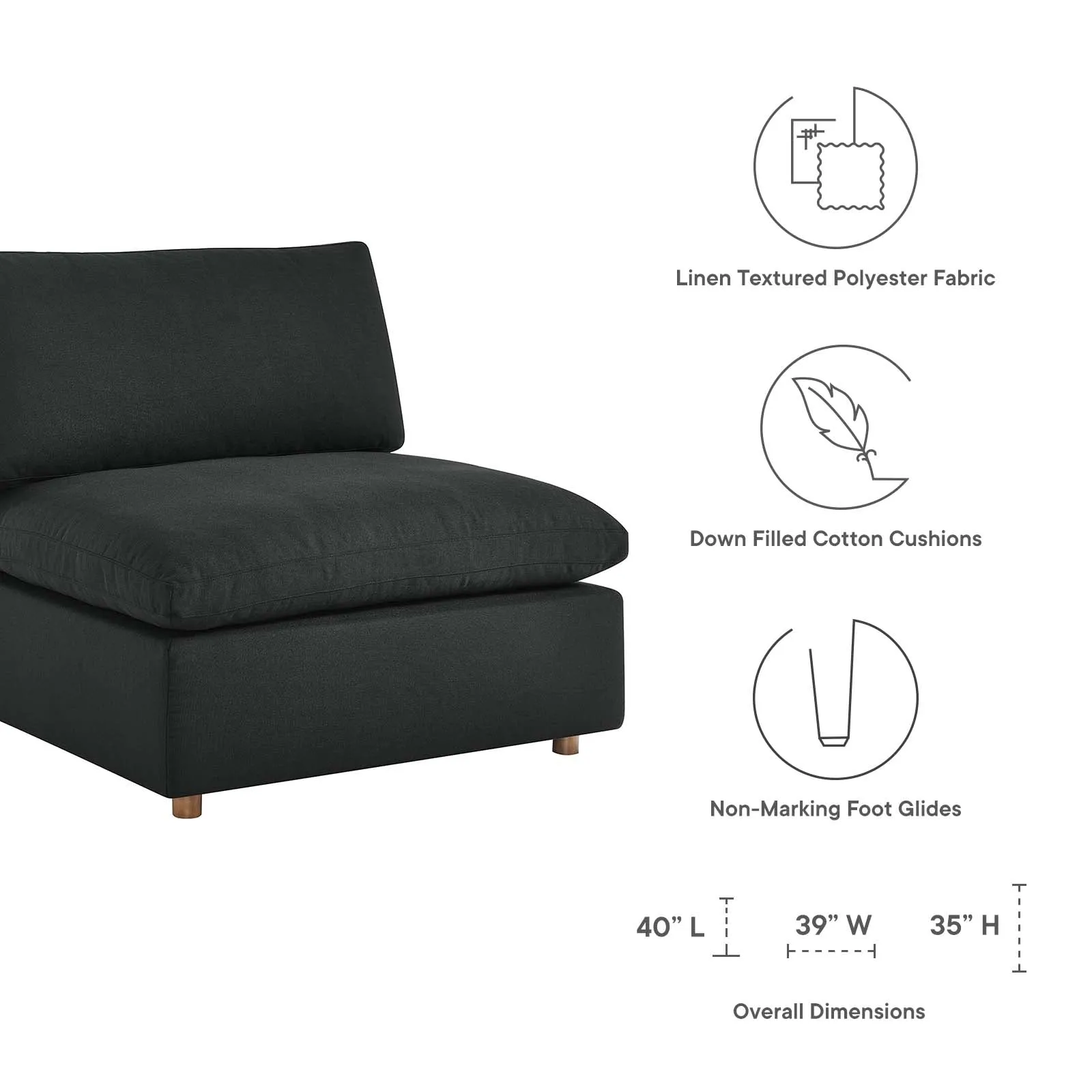 Commix Down Filled Overstuffed Armless Chair by Modway