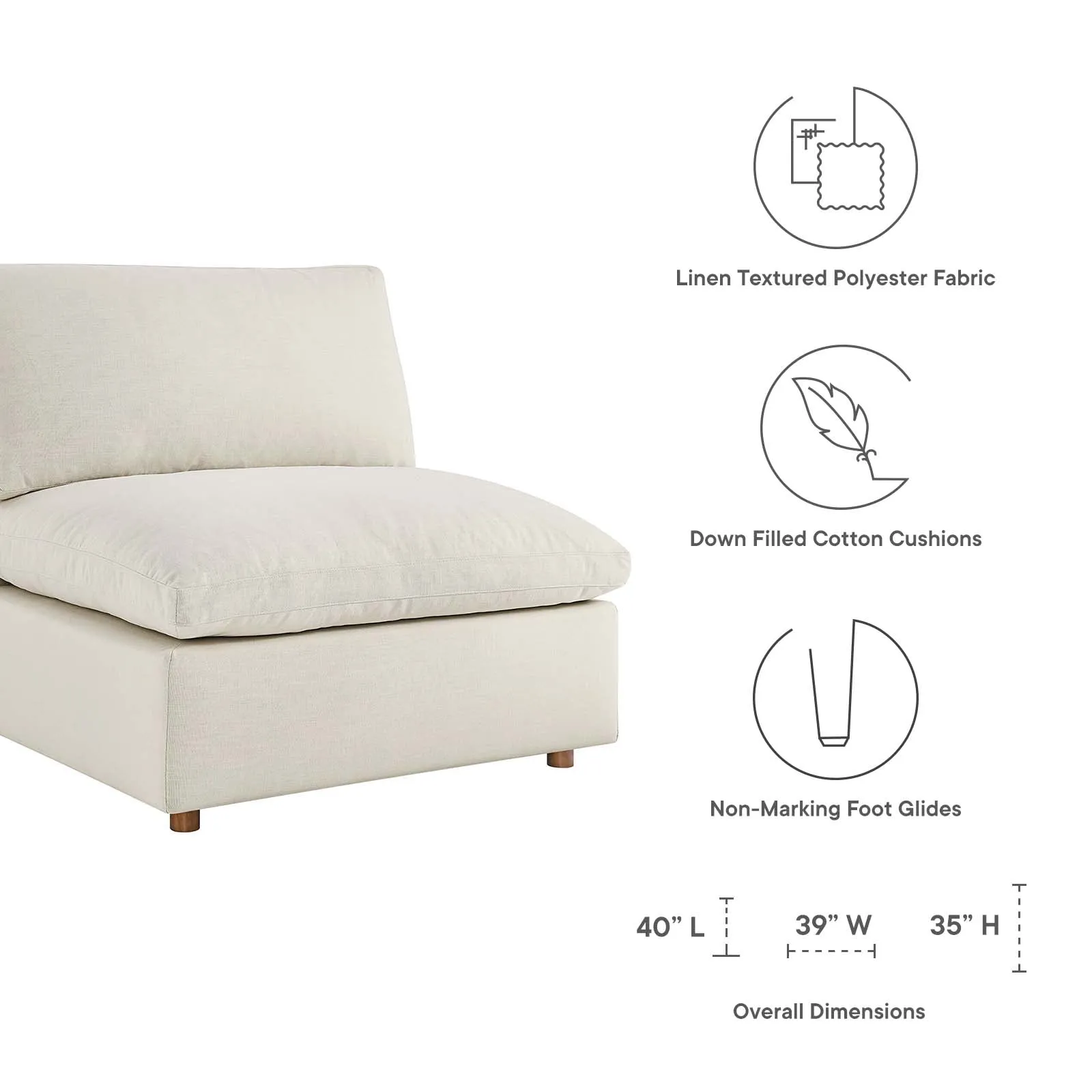 Commix Down Filled Overstuffed Armless Chair by Modway