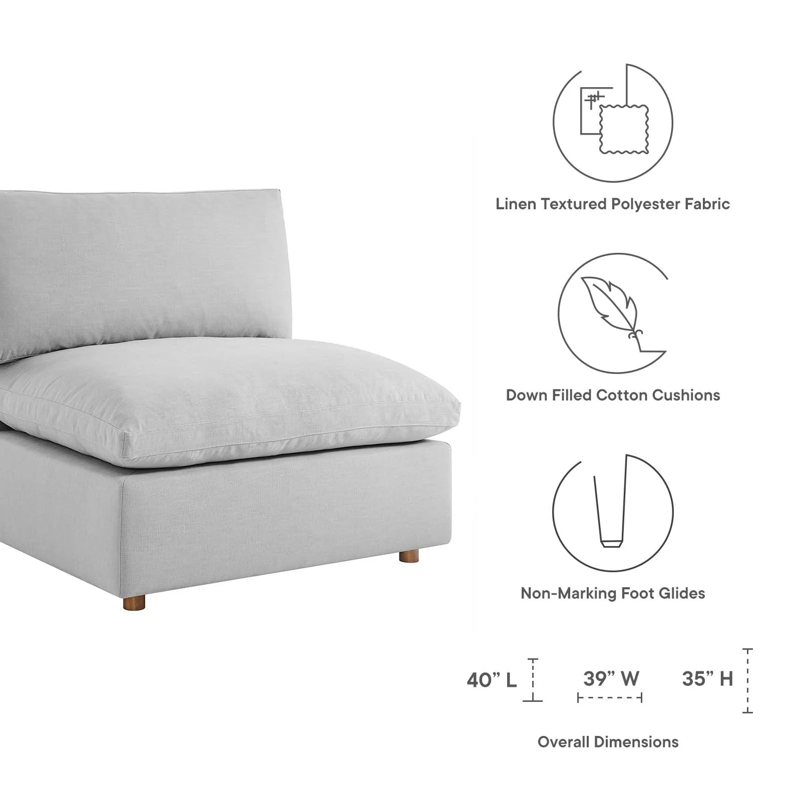 Commix Down Filled Overstuffed Armless Chair by Modway