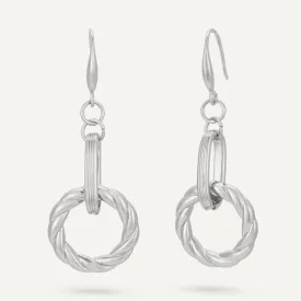 Contemporary Chain-Link Hook Earrings In Silver-Tone