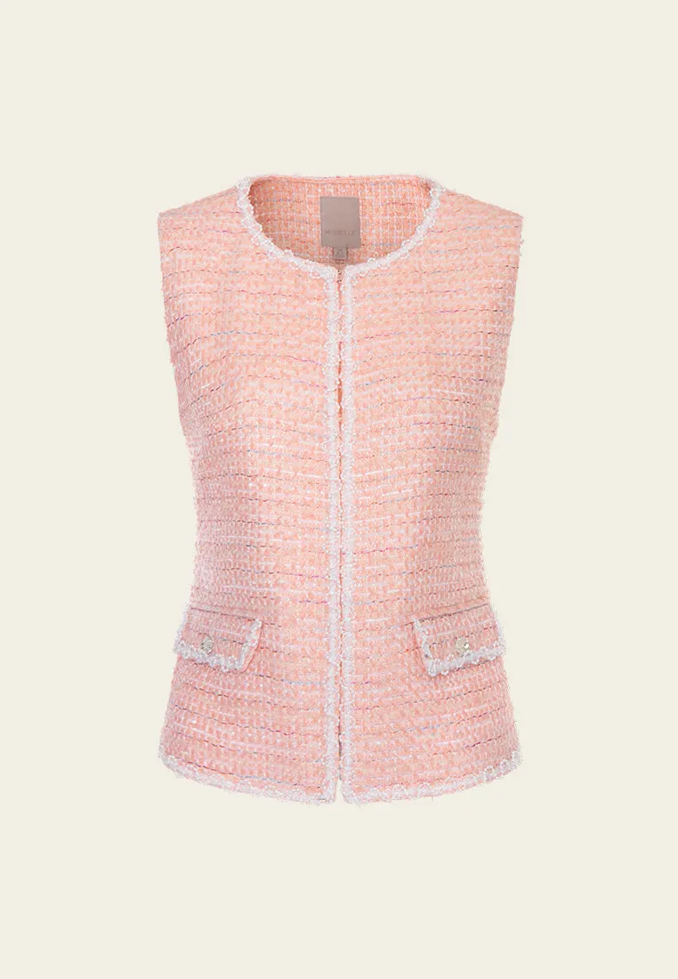 Contrasting Embellished-trim Flap-pocket Waistcoat