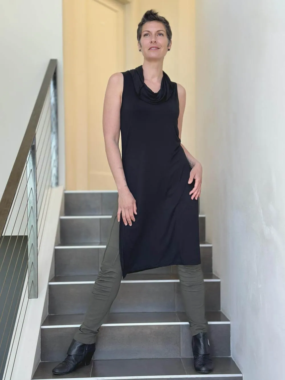 Cowl Neck Slit Tunic