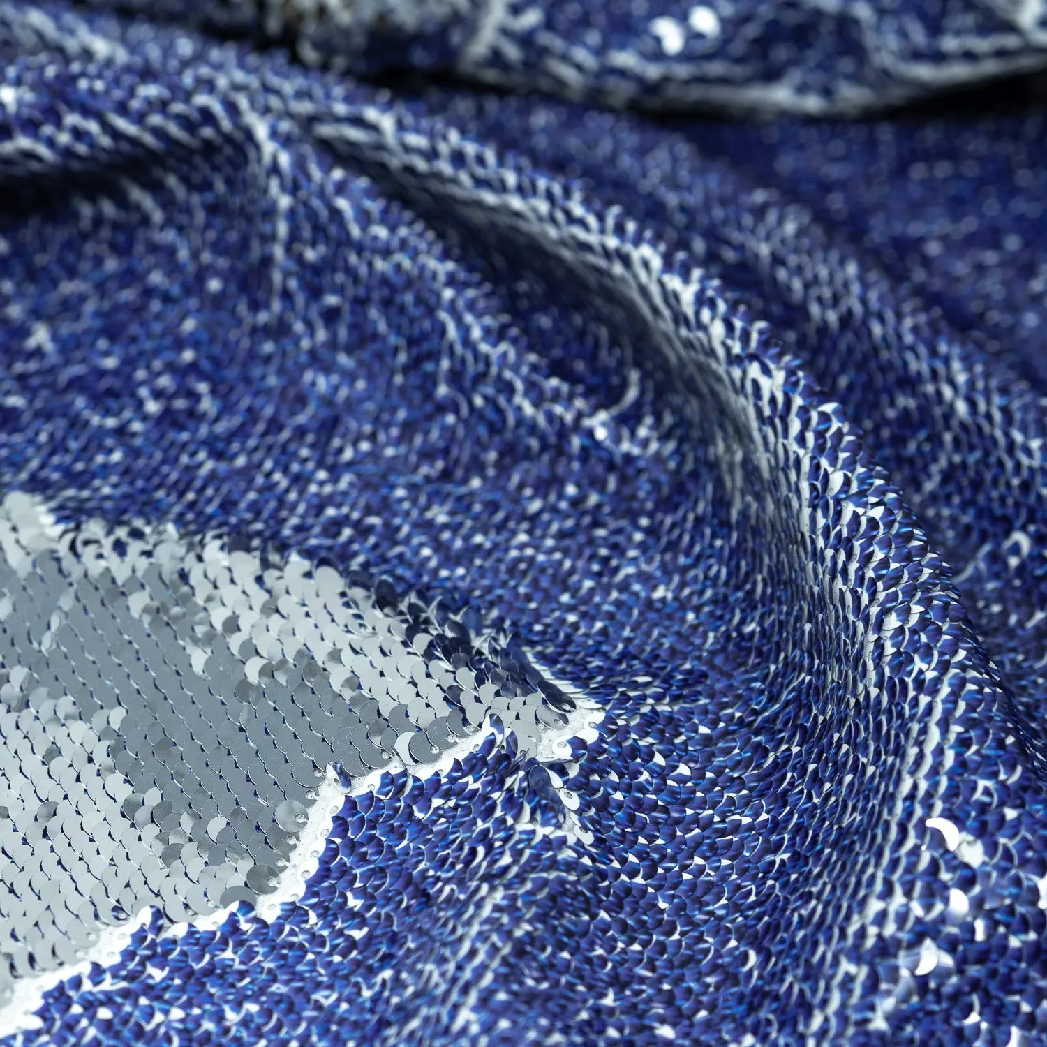 Denim Printed Flip Sequin on Spandex Fabric | Blue Moon Fabrics