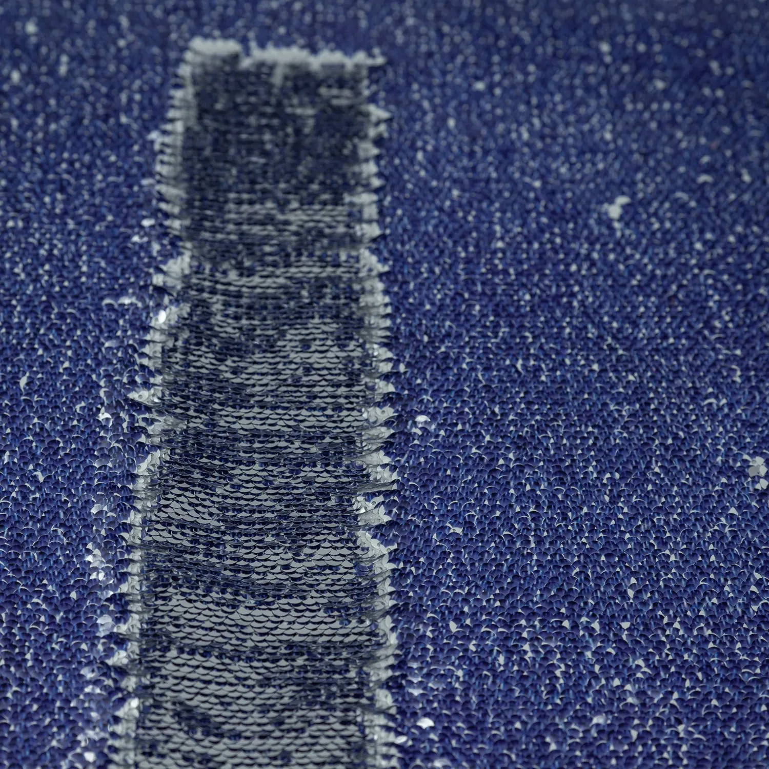 Denim Printed Flip Sequin on Spandex Fabric | Blue Moon Fabrics