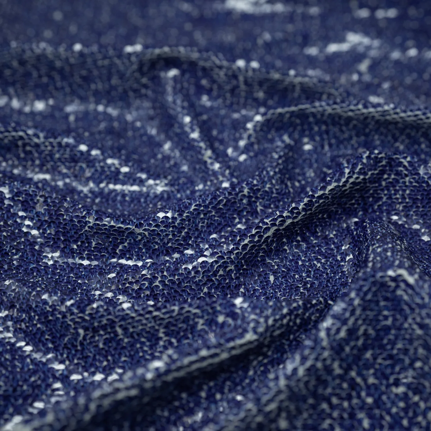 Denim Printed Flip Sequin on Spandex Fabric | Blue Moon Fabrics