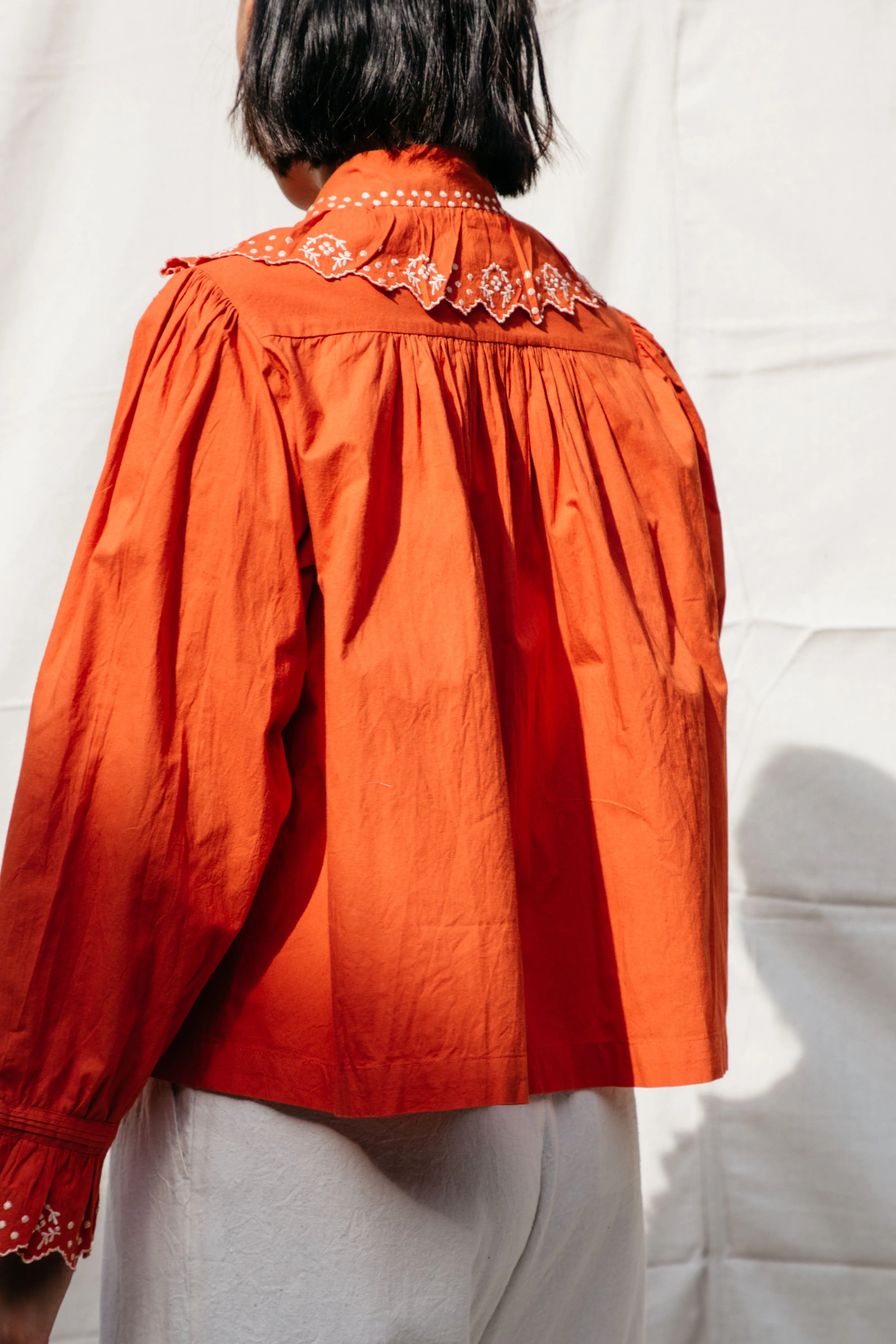 Dolly Embroidered Top - Persimmon/Vanilla