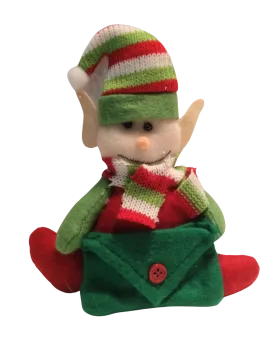 Elf ornament red/green polyester 7"x5"