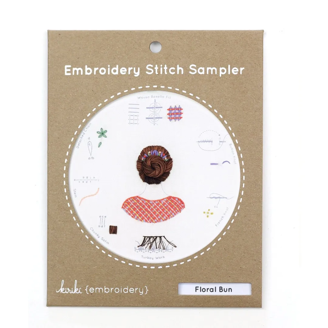 Embroidery Sampler Kit: Floral Bun