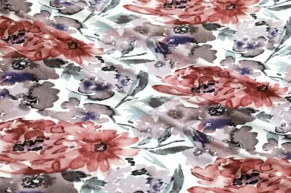 End of BOlt: 2 yards of Fashion Modal Spandex Watercolor Floral Knit Jersey 6.78 oz-Remnant