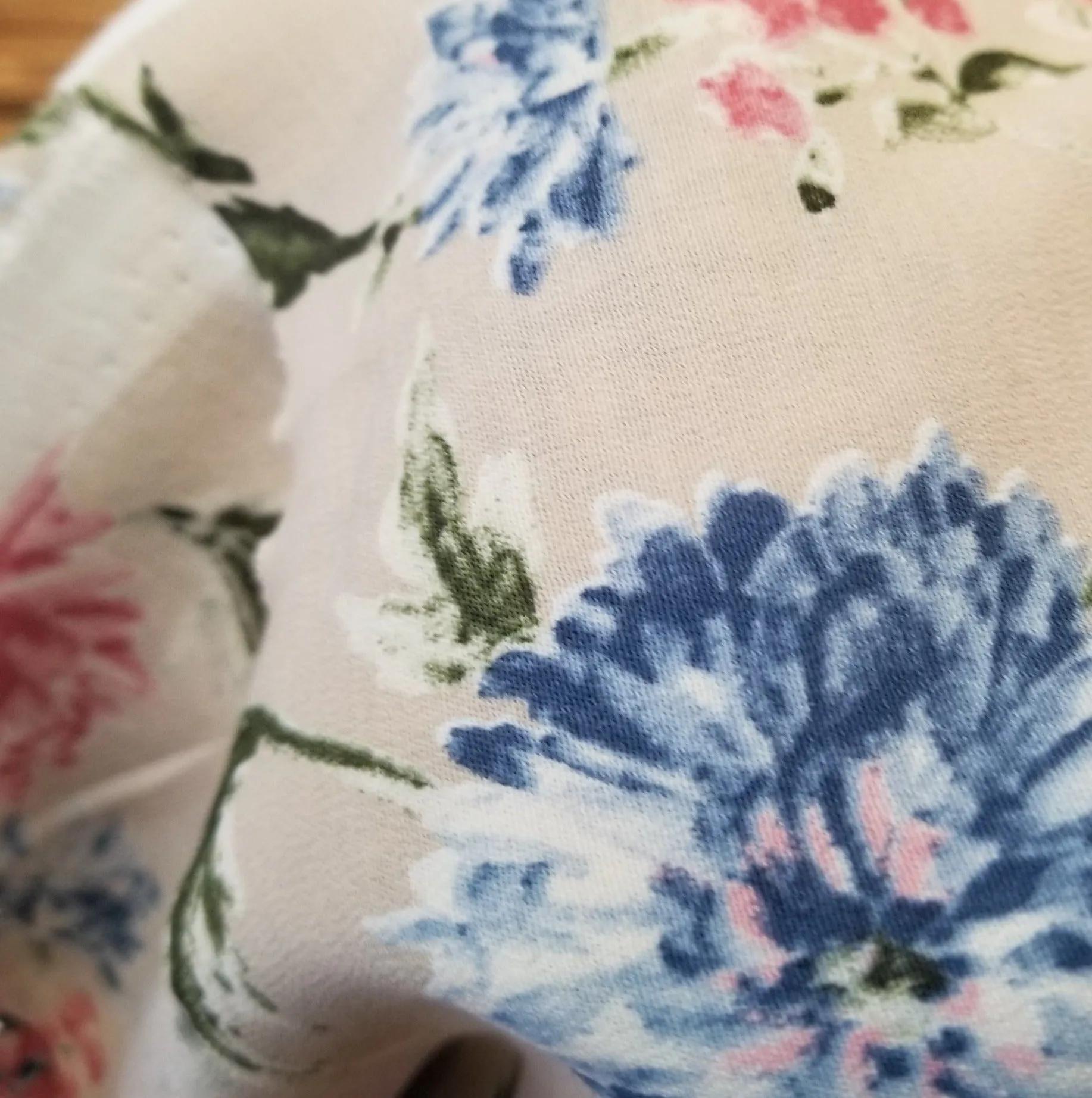 End of BOlt: 2.5 yards of Designer Deadstock Vintage Blue and Pink Florals Rayon Woven- remnant