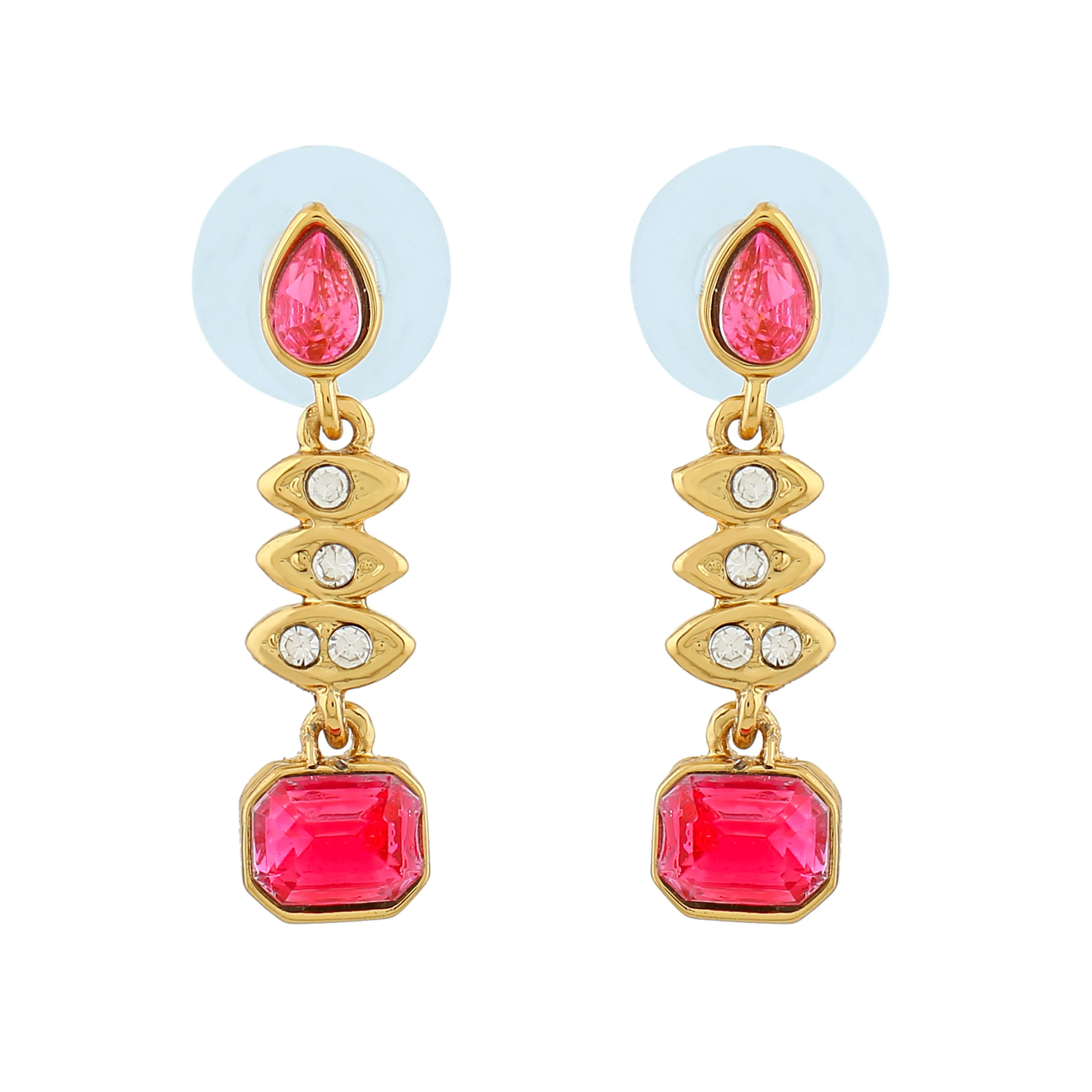 Estele Gold Plated Elegant Drop Earrings with Crystals for Women