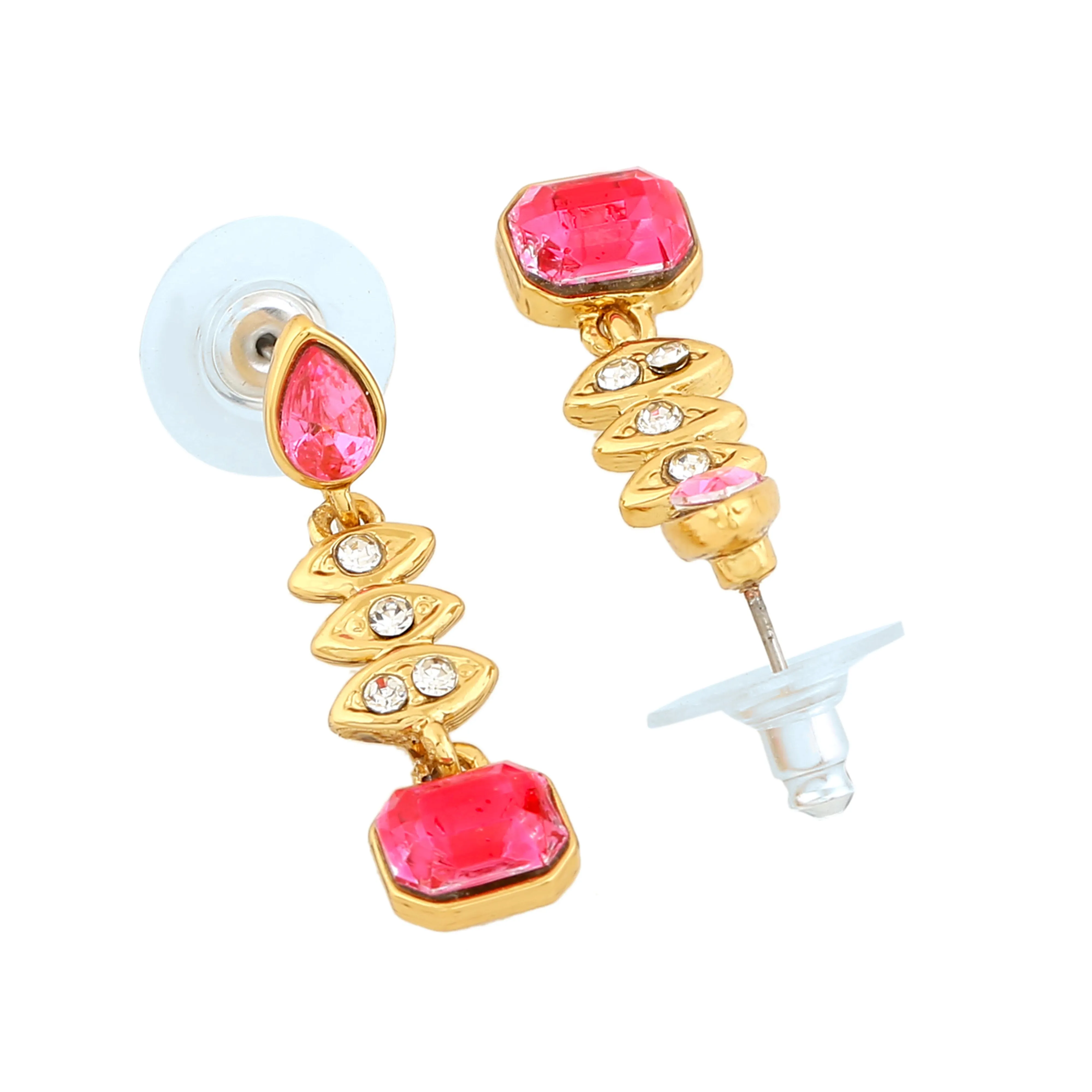 Estele Gold Plated Elegant Drop Earrings with Crystals for Women