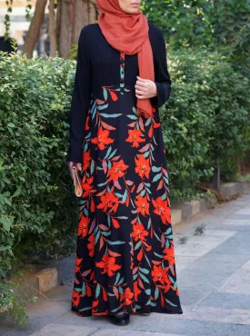 Fine Pleats Printed Abaya