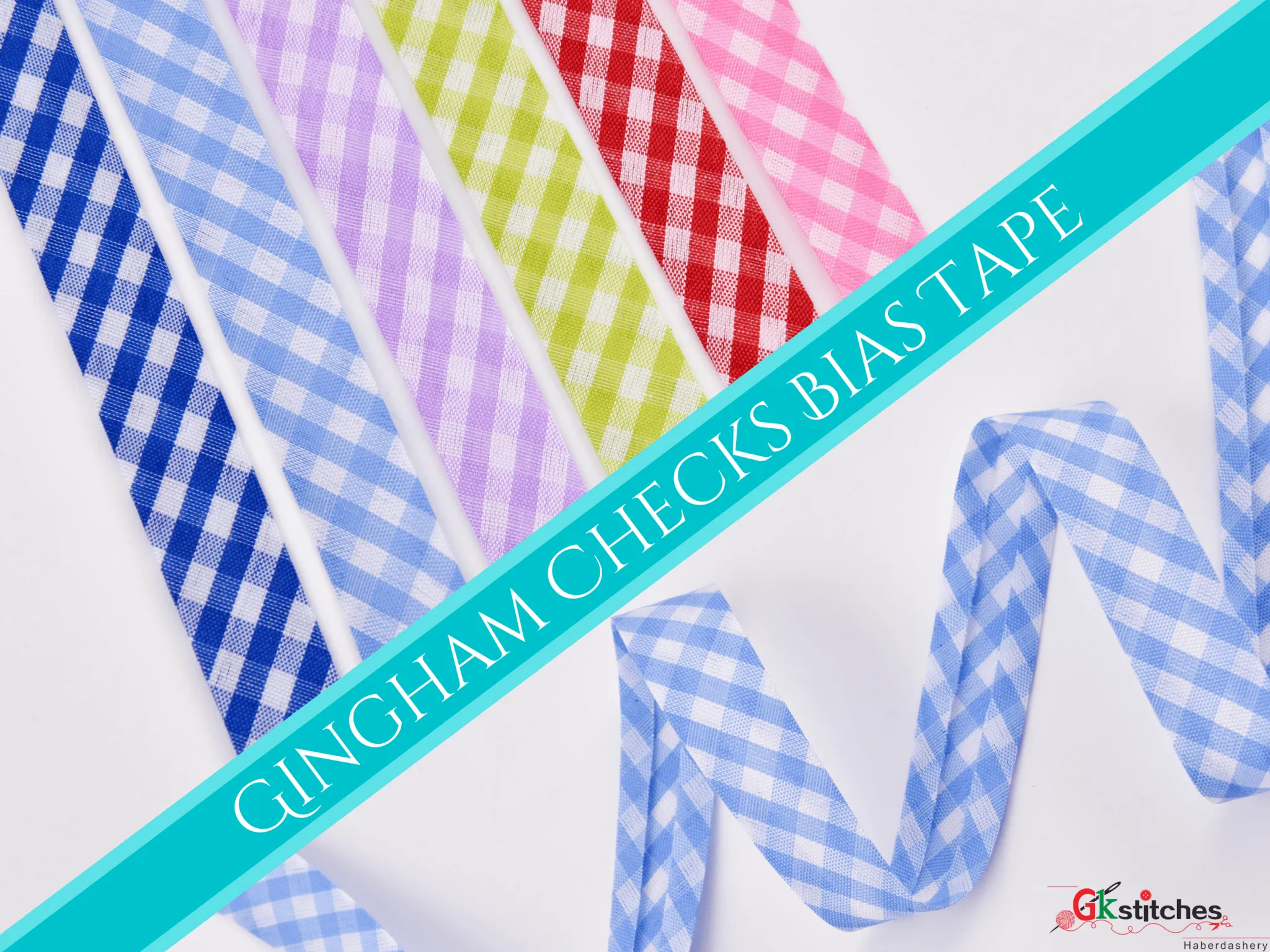 Gingham Checks Ribbon Bias Tape