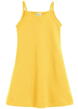 Girls Soft Cotton Camisole Dress  | Yellow