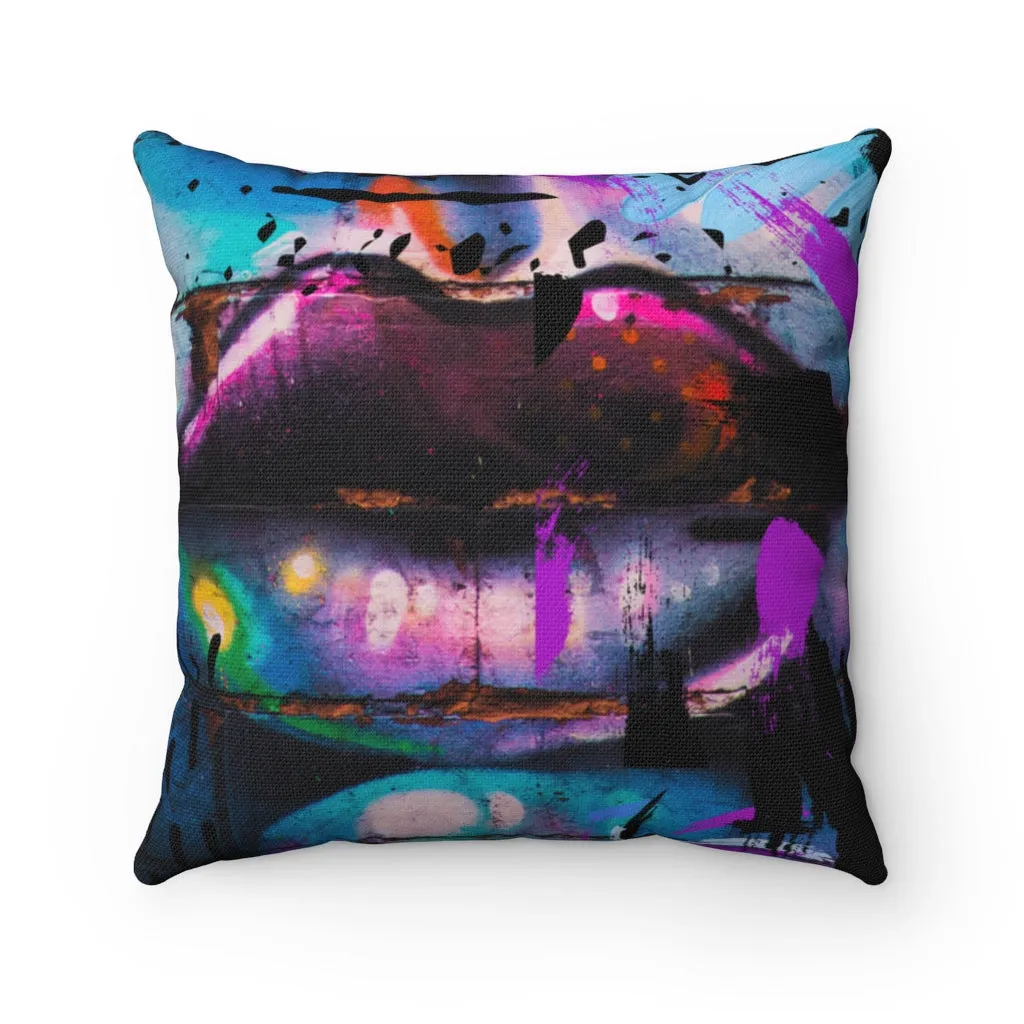 Graffiti lips Spun Polyester Square Pillow