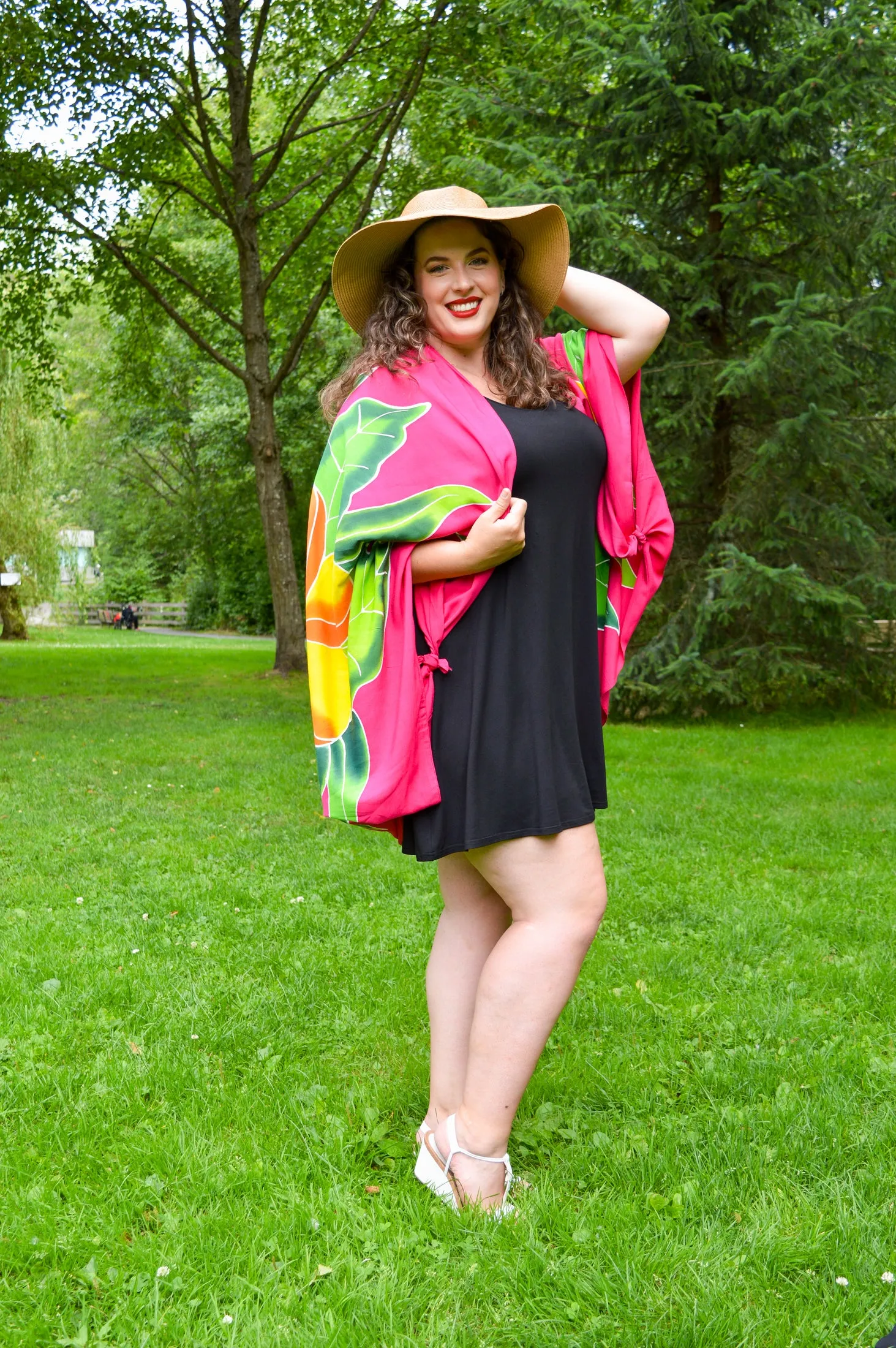 Hand Painted Sarong, Orange Hibiscus