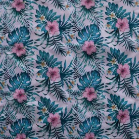 Hibiscus Monstera Palm leaves Fabric | Polyester