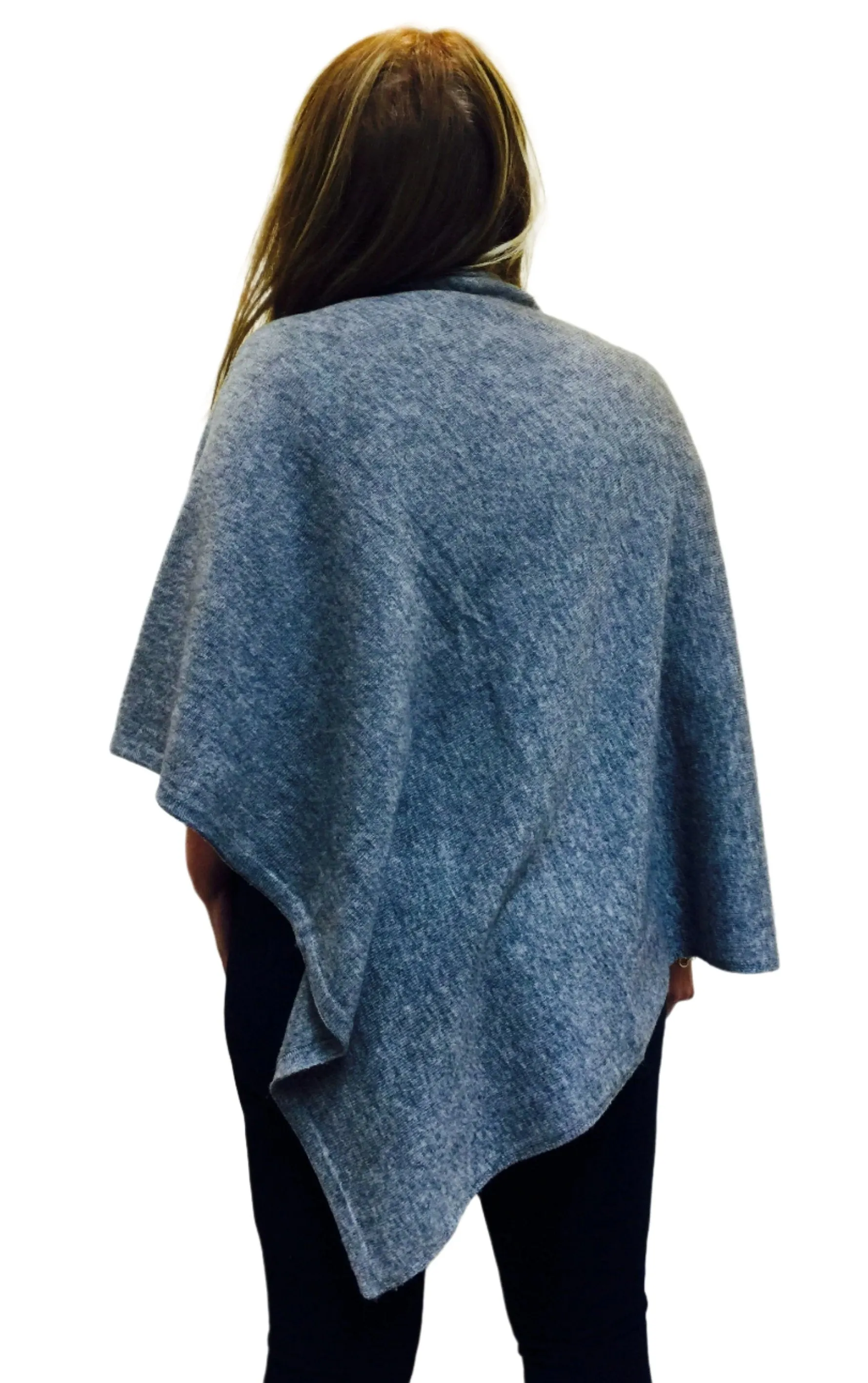 Last Chance! Cashmere Poncho From Nepal Heather Gray