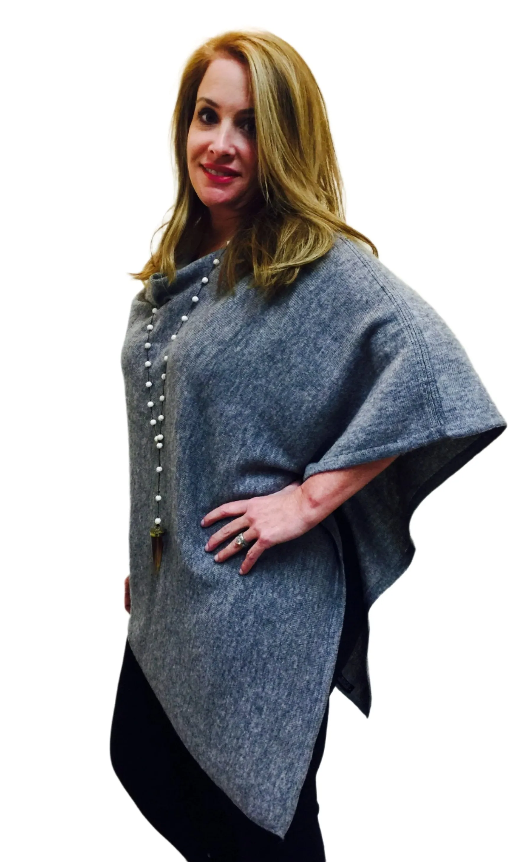 Last Chance! Cashmere Poncho From Nepal Heather Gray