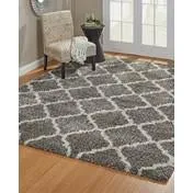 Laura Ashley Luxury Tile Shag Rug- Gray