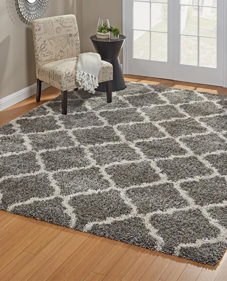 Laura Ashley Luxury Tile Shag Rug- Gray