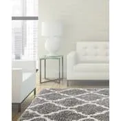 Laura Ashley Luxury Tile Shag Rug- Gray