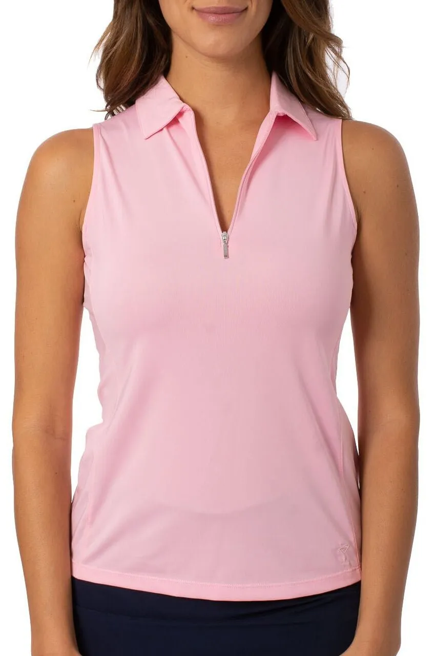 Light Pink Sleeveless Zip Polo