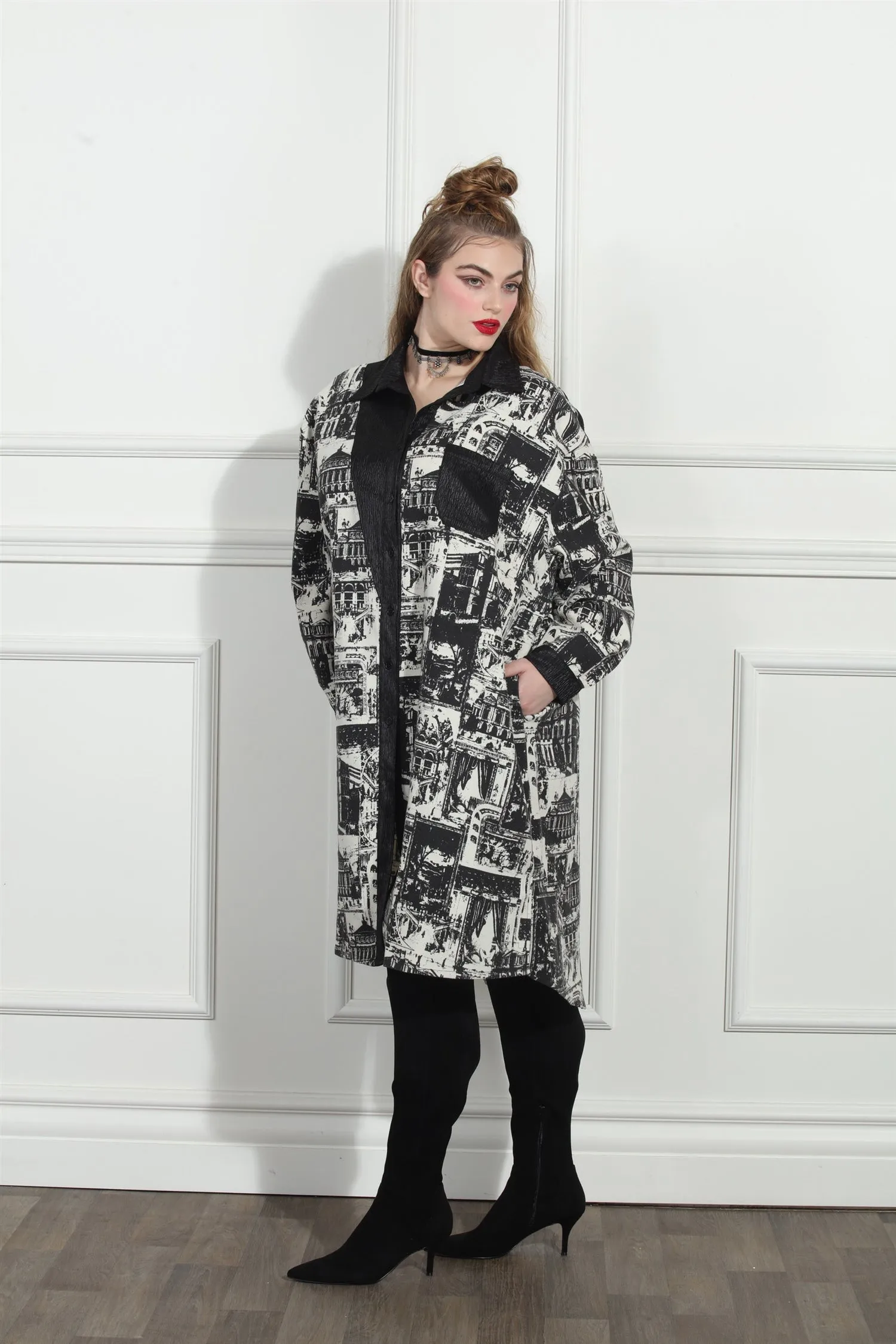 Luxe Moda LM249 Twill Print Coat