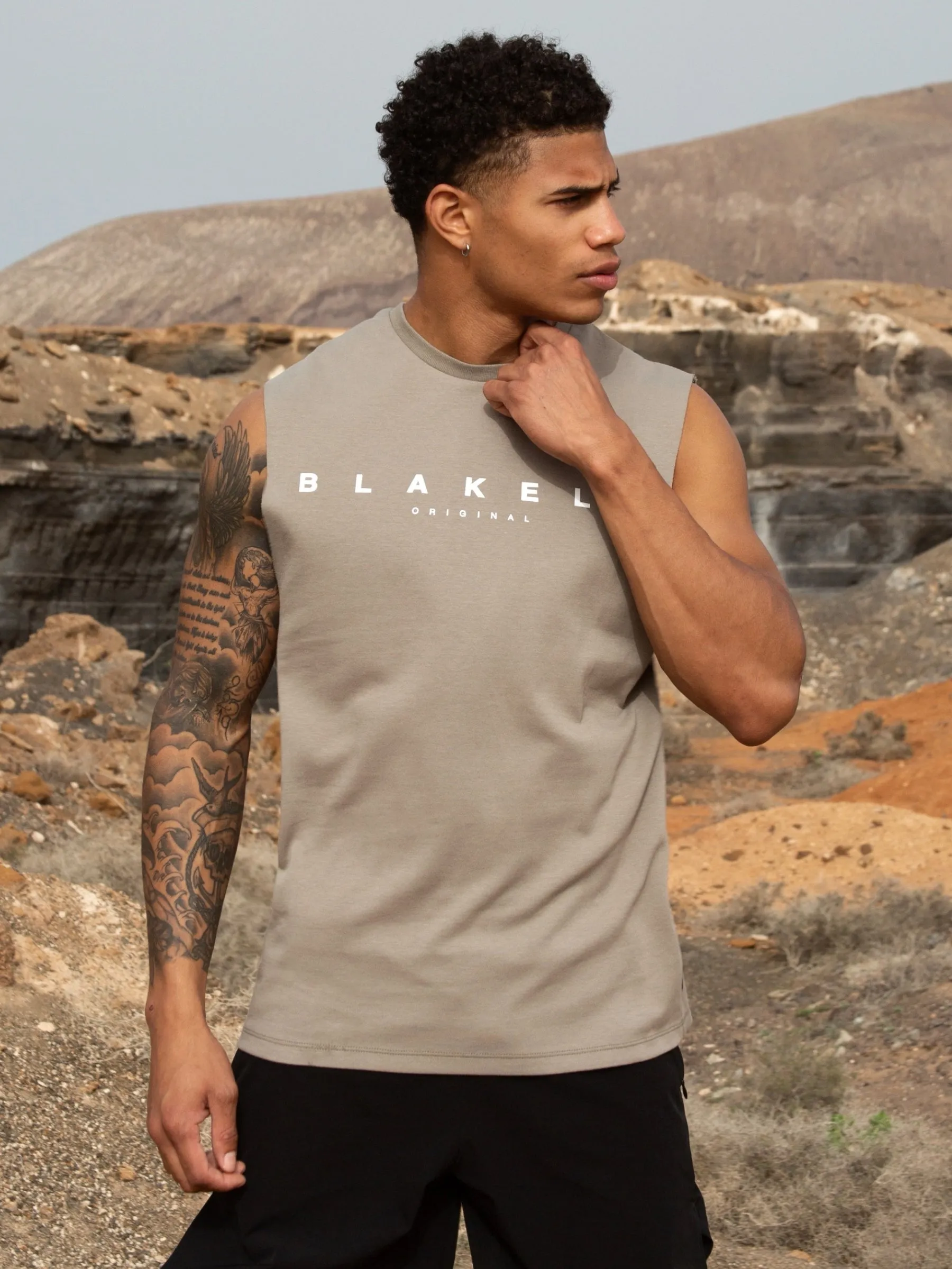 Maui Sleeveless Tee - Stone Grey