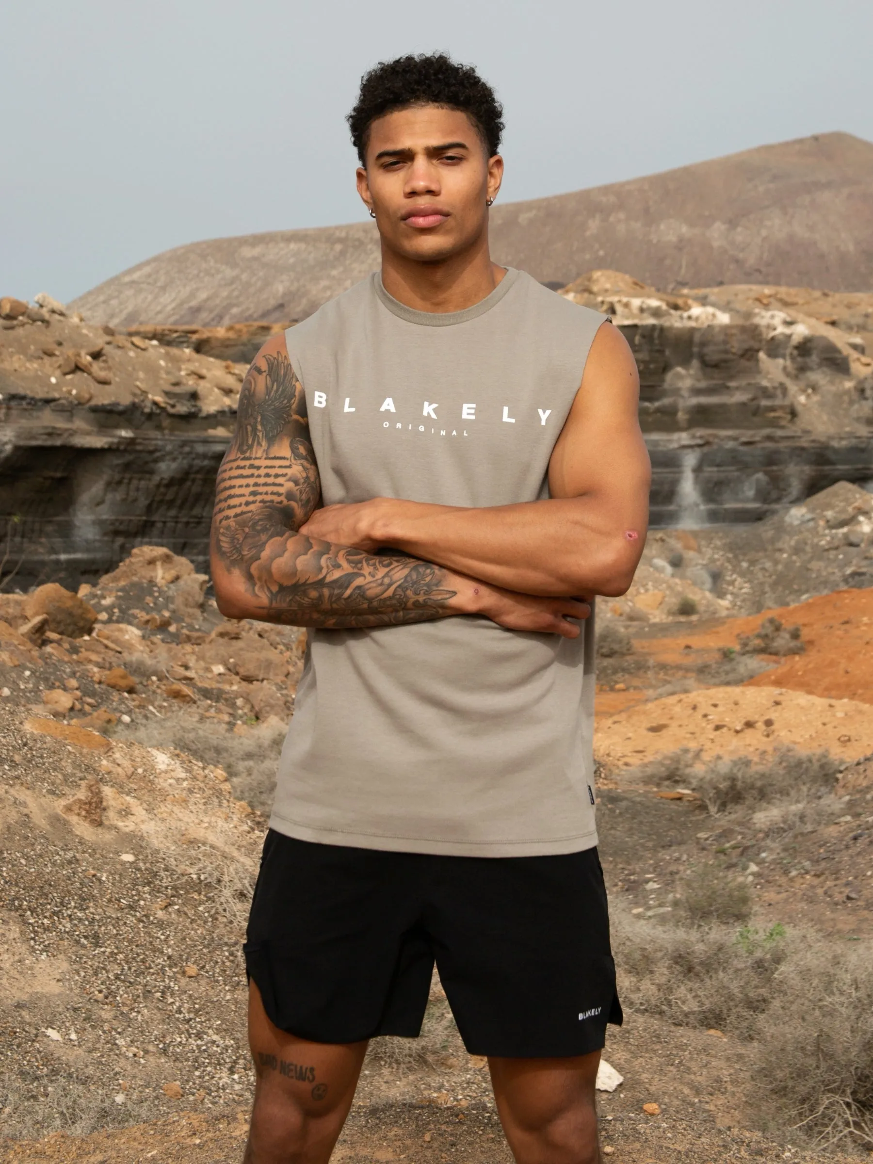 Maui Sleeveless Tee - Stone Grey