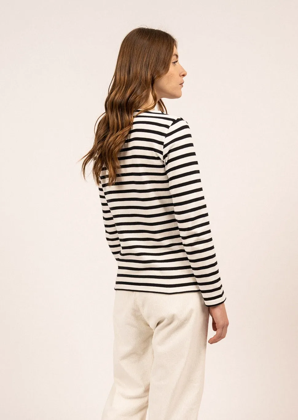 MERIDAME II - Authentic Breton Shirt | Heavyweight Cotton | Women Fit (IVORY / BLACK)