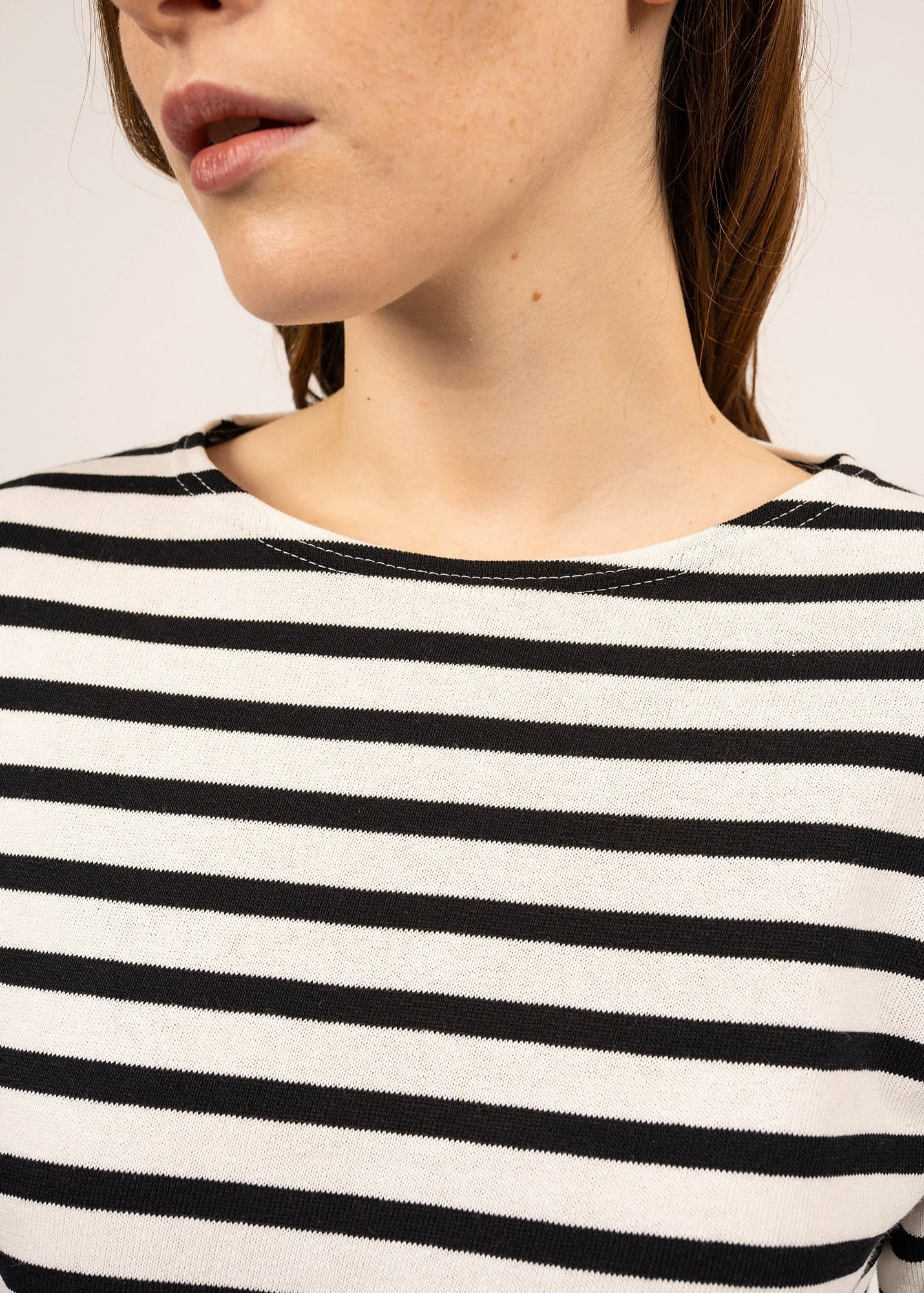 MERIDAME II - Authentic Breton Shirt | Heavyweight Cotton | Women Fit (IVORY / BLACK)