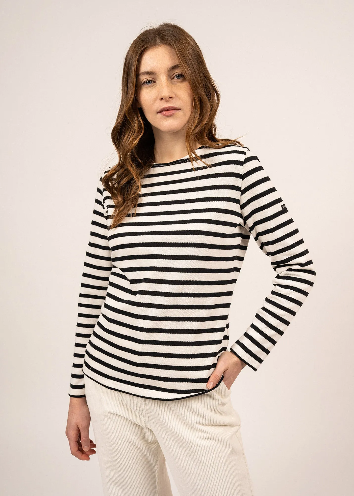 MERIDAME II - Authentic Breton Shirt | Heavyweight Cotton | Women Fit (IVORY / BLACK)