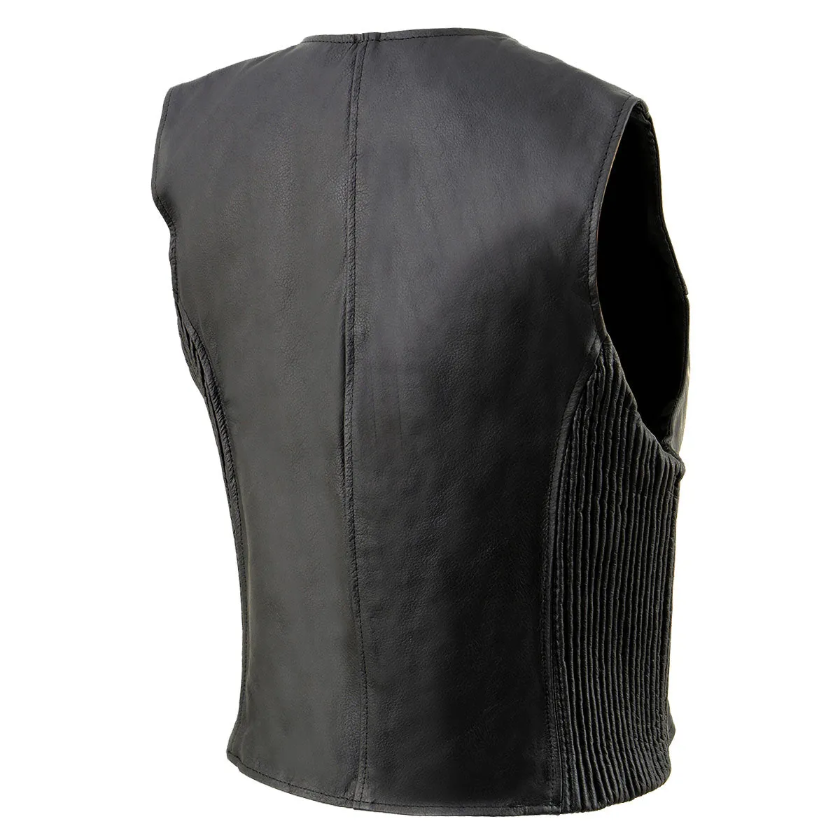 Milwaukee Leather SH1288 Women's Black Leather Deep V-Neck Motorcycle Rider Vest with Side Stretch Panels