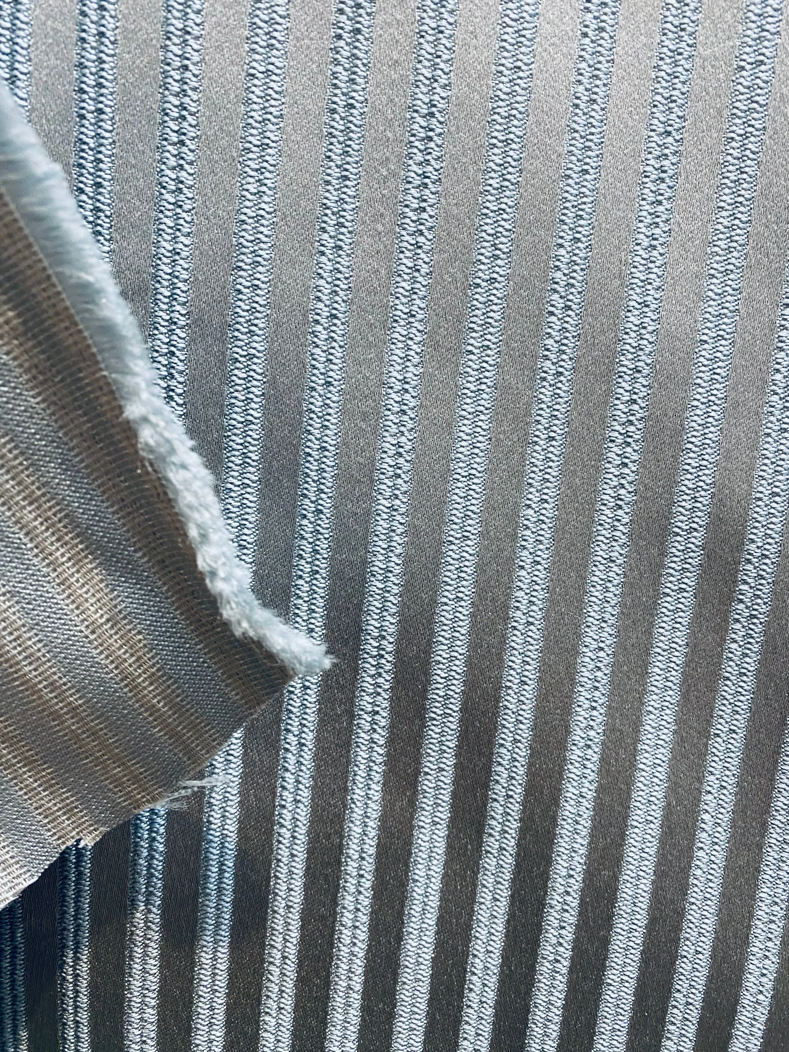 NEW Princess Gemma STRIPE Designer Brocade Satin Fabric- Ice Blue on Grey- Upholstery