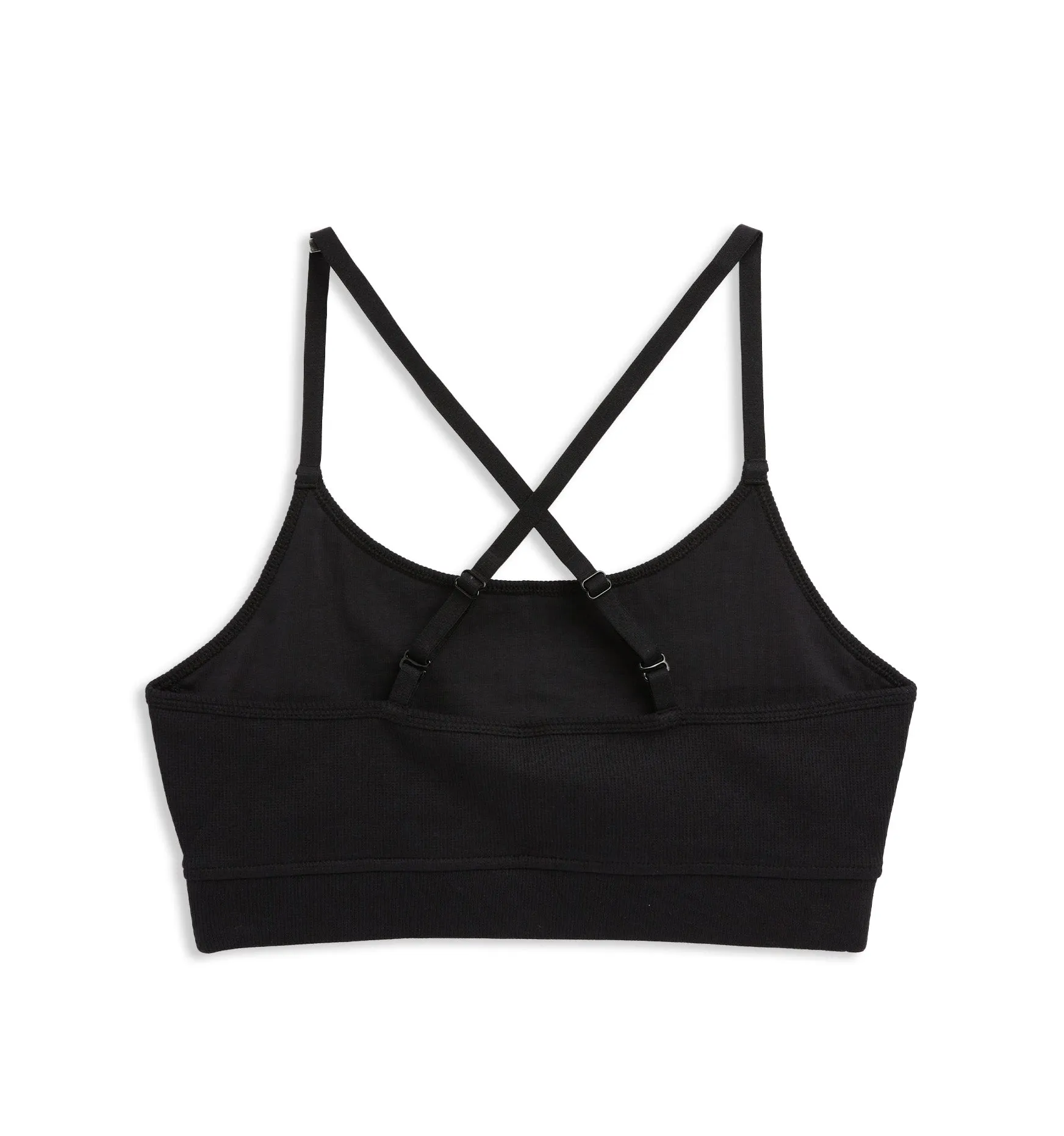 Organic Cotton Rib Low Cut Soft Bra - Black