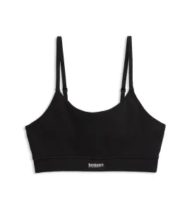 Organic Cotton Rib Low Cut Soft Bra - Black