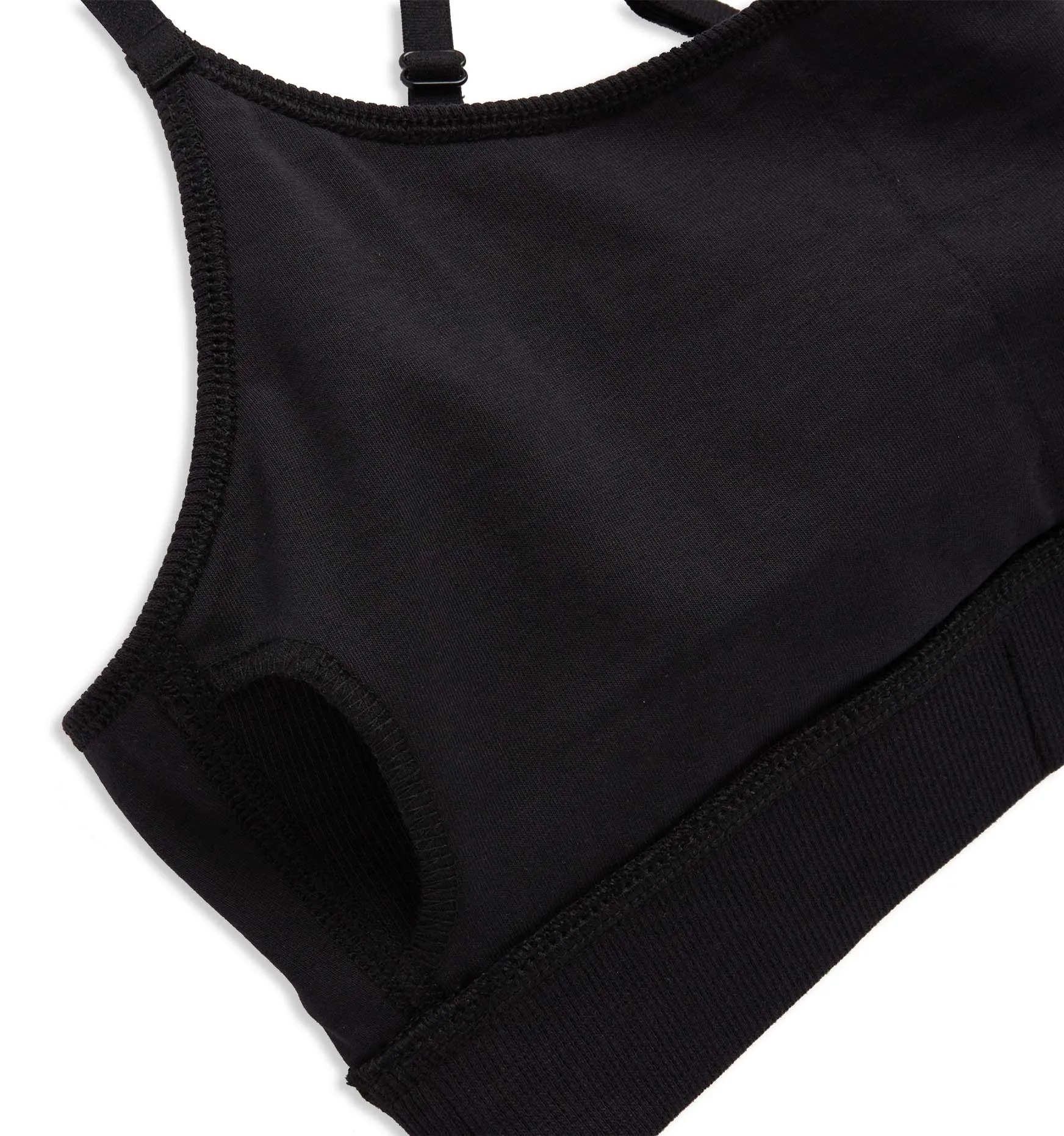 Organic Cotton Rib Low Cut Soft Bra - Black