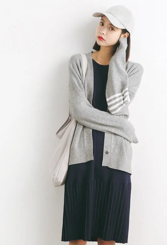 Oversized Cardigan W/ Stripe