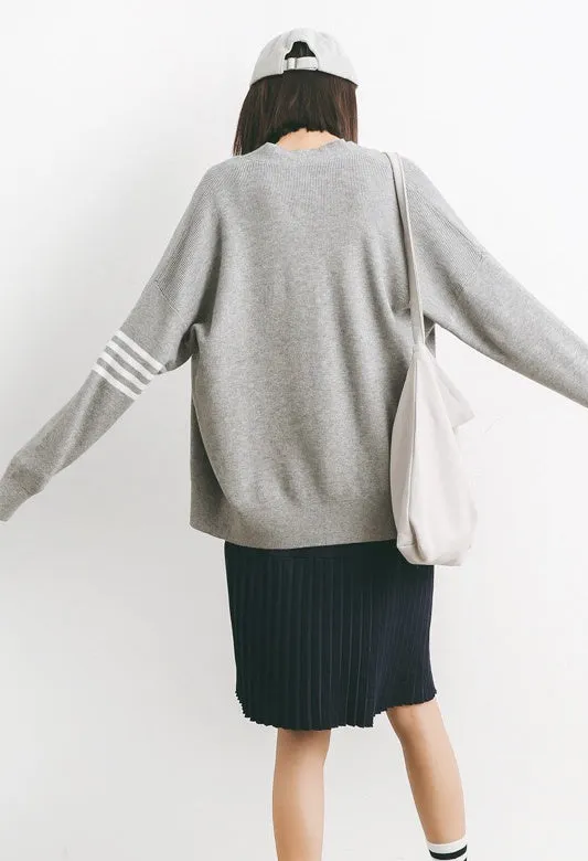 Oversized Cardigan W/ Stripe