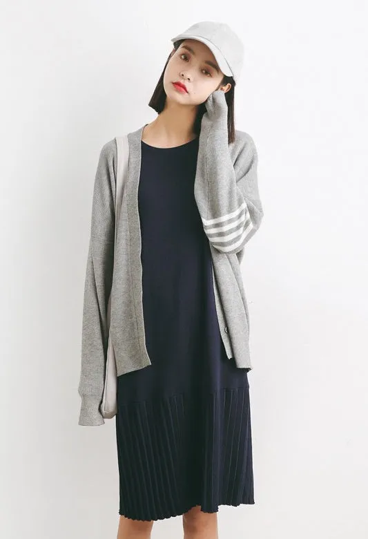 Oversized Cardigan W/ Stripe