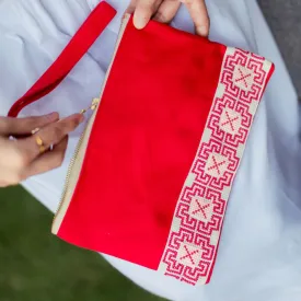 Palestinian-Made Tatreez Pouch - Red