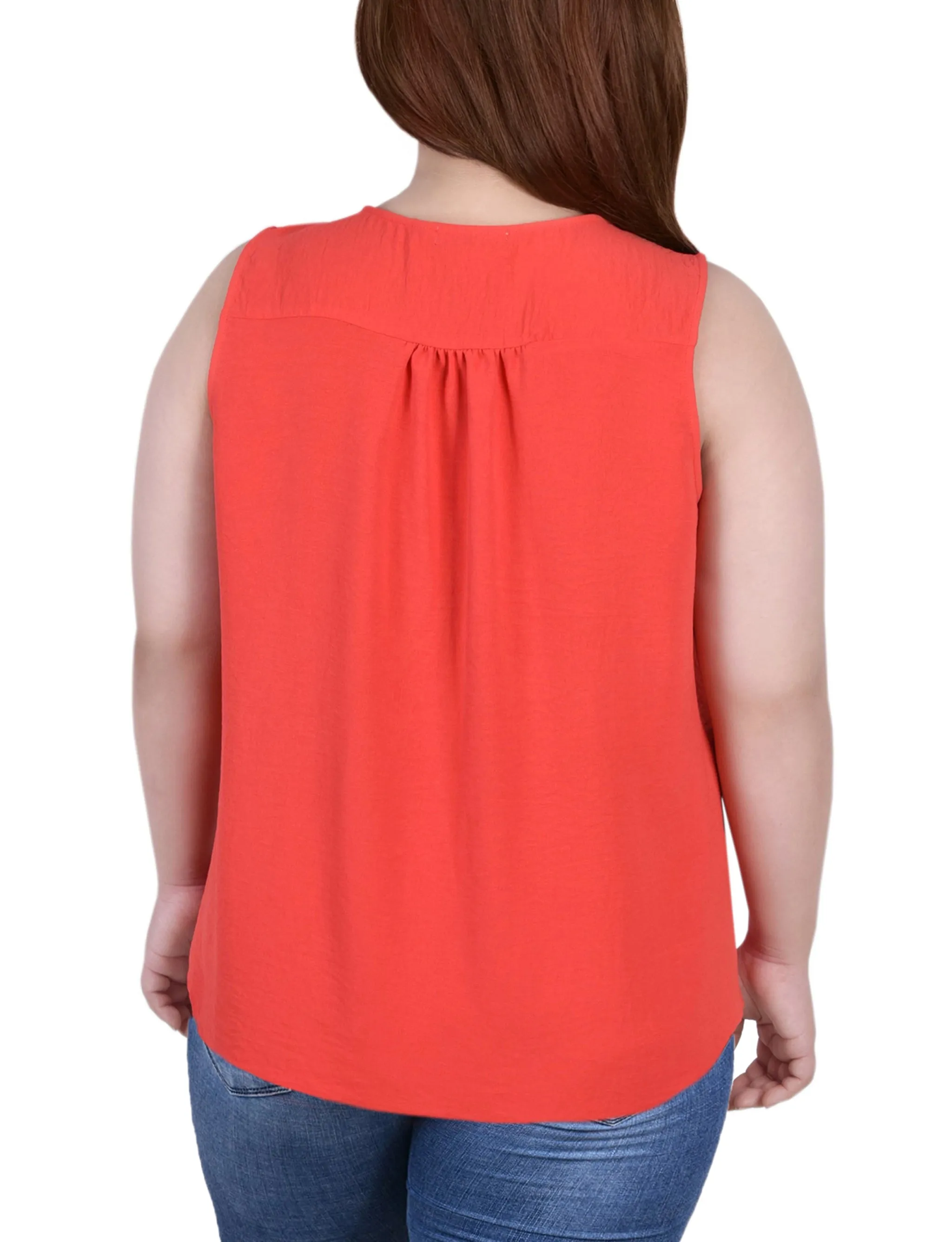 Plus Size Sleeveless Button Front Blouse