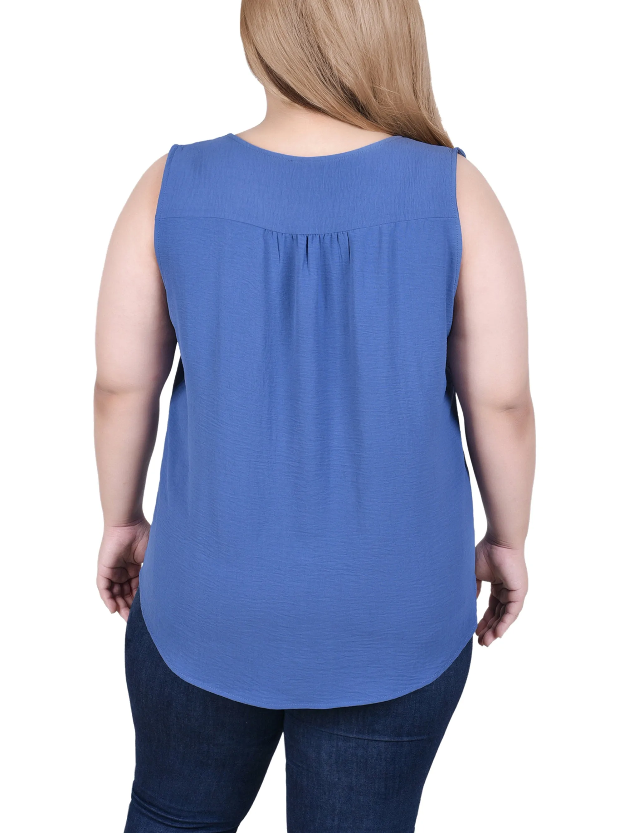 Plus Size Sleeveless Button Front Blouse