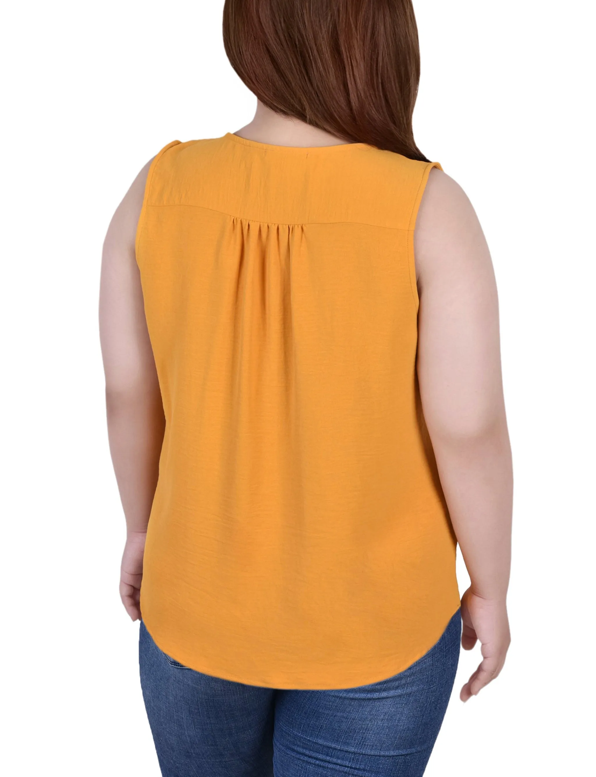 Plus Size Sleeveless Button Front Blouse