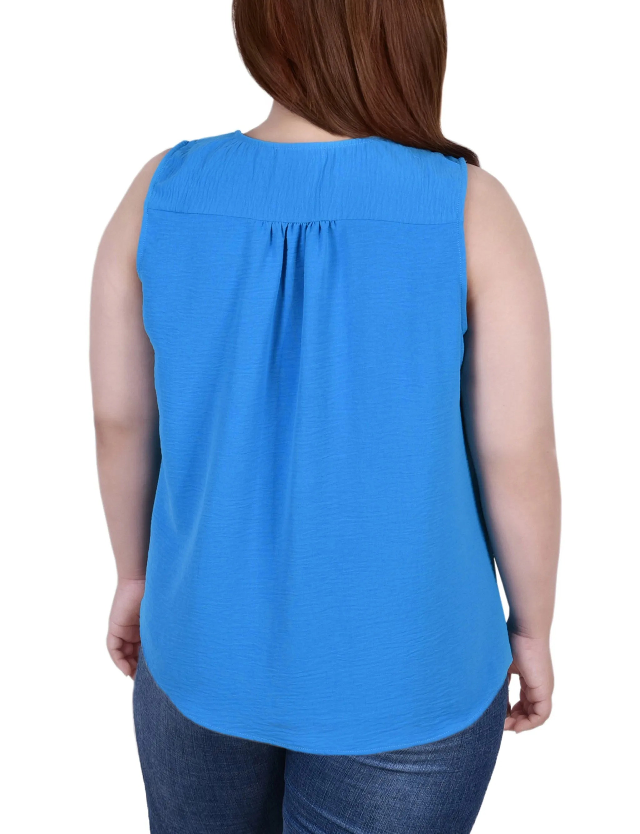 Plus Size Sleeveless Button Front Blouse