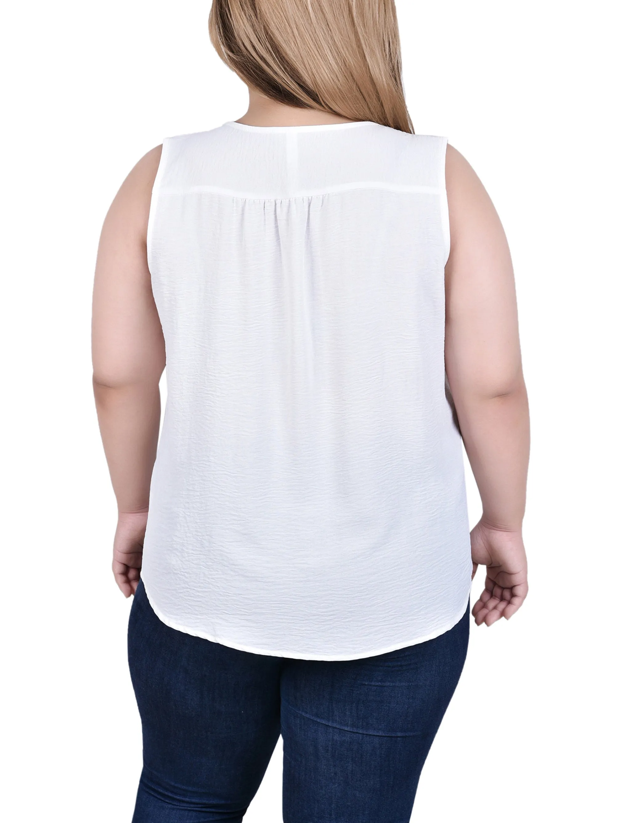 Plus Size Sleeveless Button Front Blouse